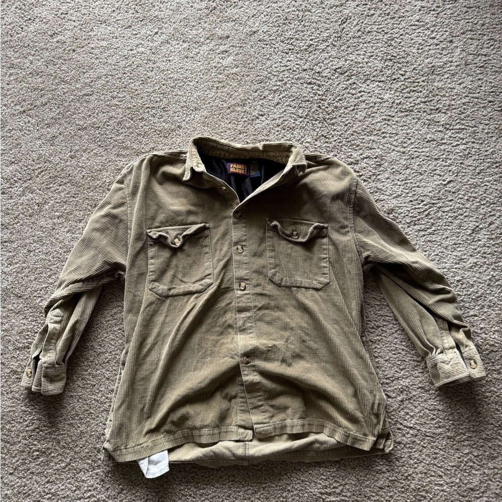 Vintage Faded Glory Khaki Corduroy Shirt